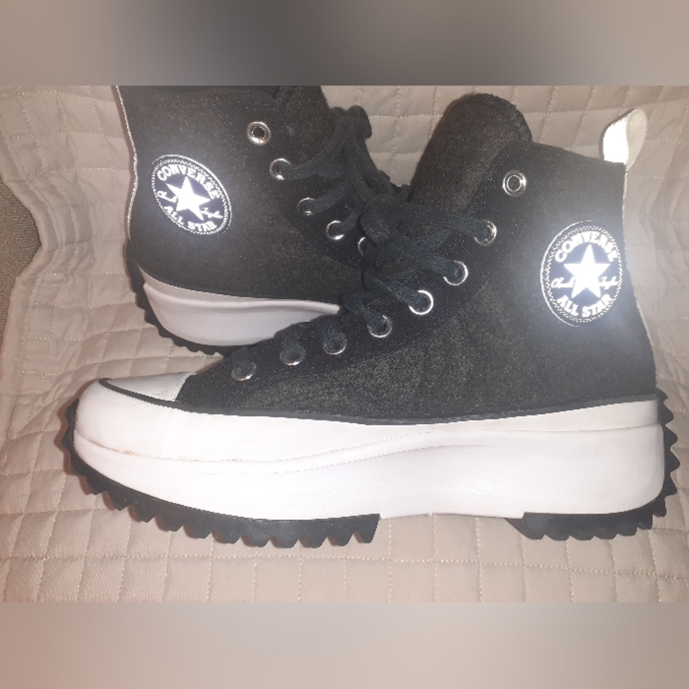 Converse Run Star Hike EUC' Textured Felt/Canvas Dark Gray/Black. M 7  W 8.5 - Picture 2 of 8